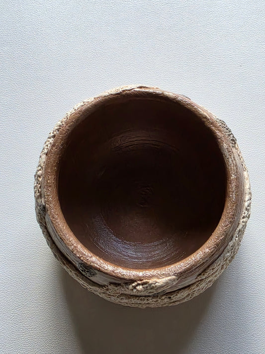 Handmade Air Dry Clay Candle Holder - Terracotta White