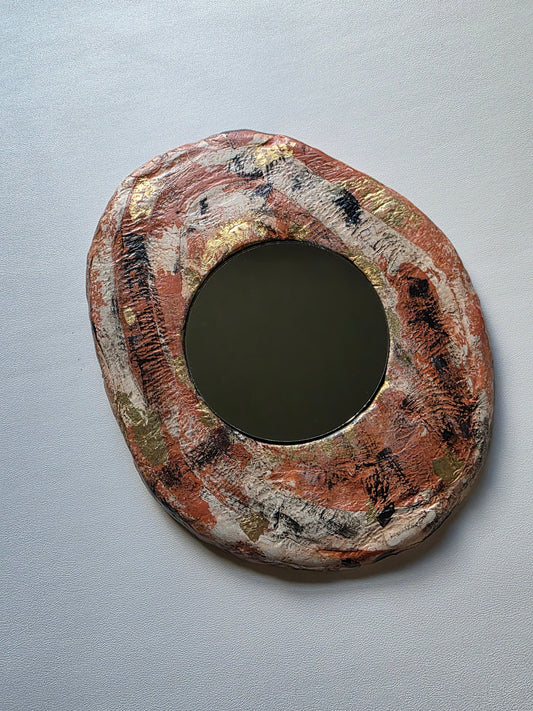 Handmade Air Dry Clay Mirror - Hanging Hook Mount, Mixed Colours