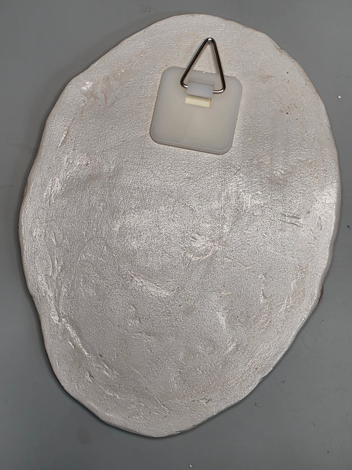 Handmade Air Dry Clay Mirror - Hanging Hook Mount, White Stone Terracotta