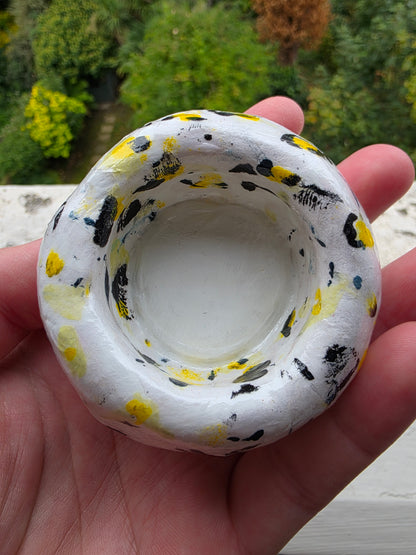 Handmade Air Dry Clay Candle Holder - White