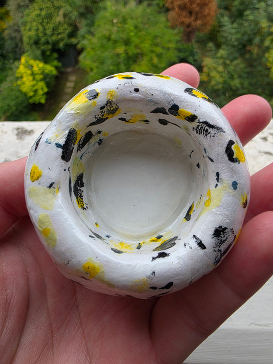 Handmade Air Dry Clay Candle Holder - White