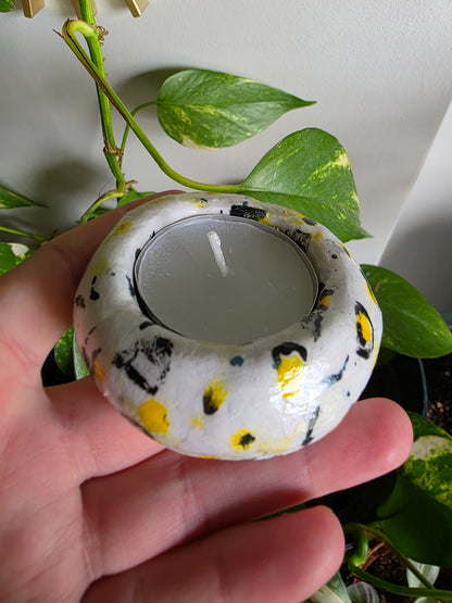 Handmade Air Dry Clay Candle Holder - White