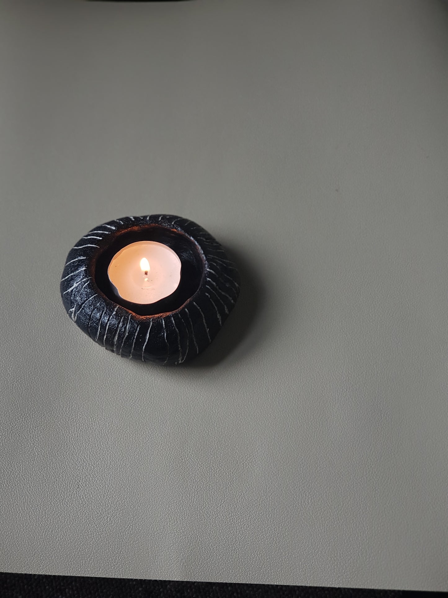 Handmade Air Dry Clay Candle Holder - Black