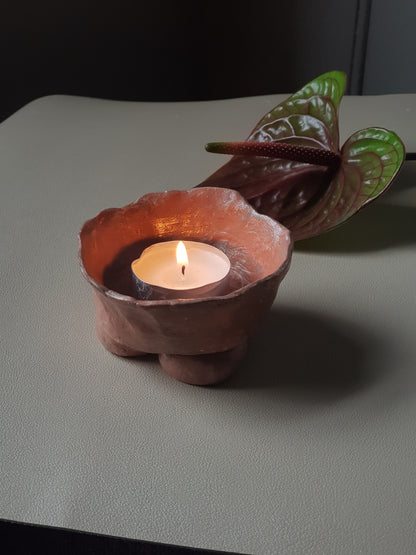 Handmade Air Dry Clay Candle Holder - Blended Colours