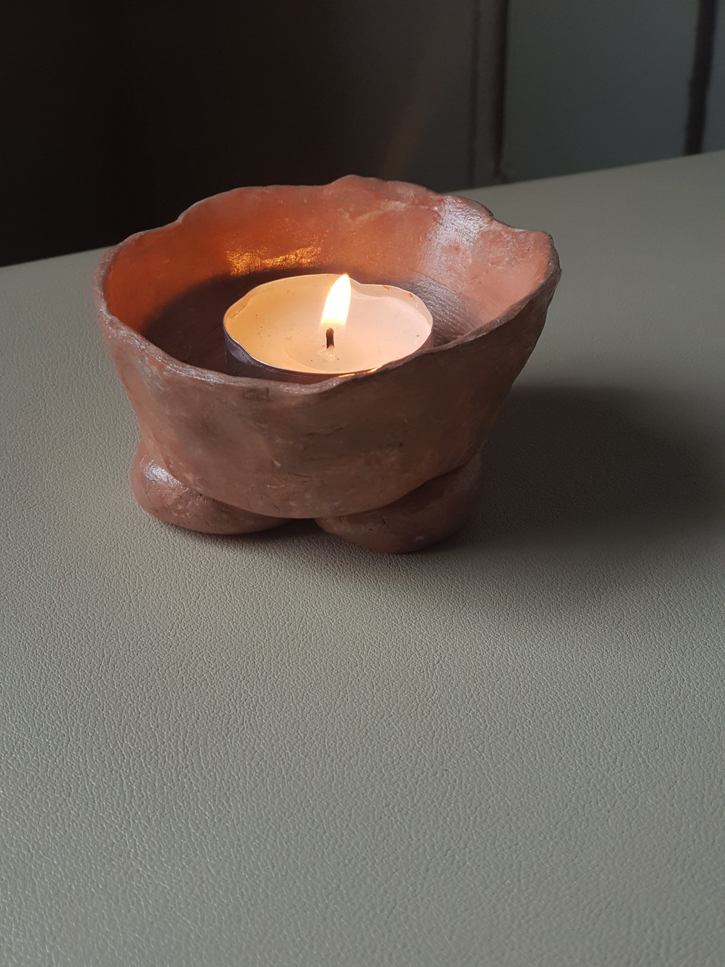 Handmade Air Dry Clay Candle Holder - Blended Colours