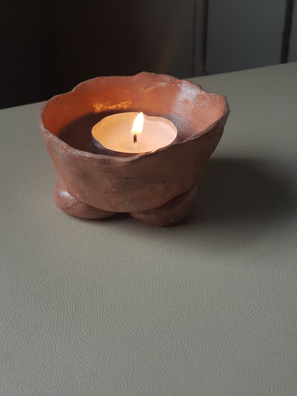 Handmade Air Dry Clay Candle Holder - Blended Colours