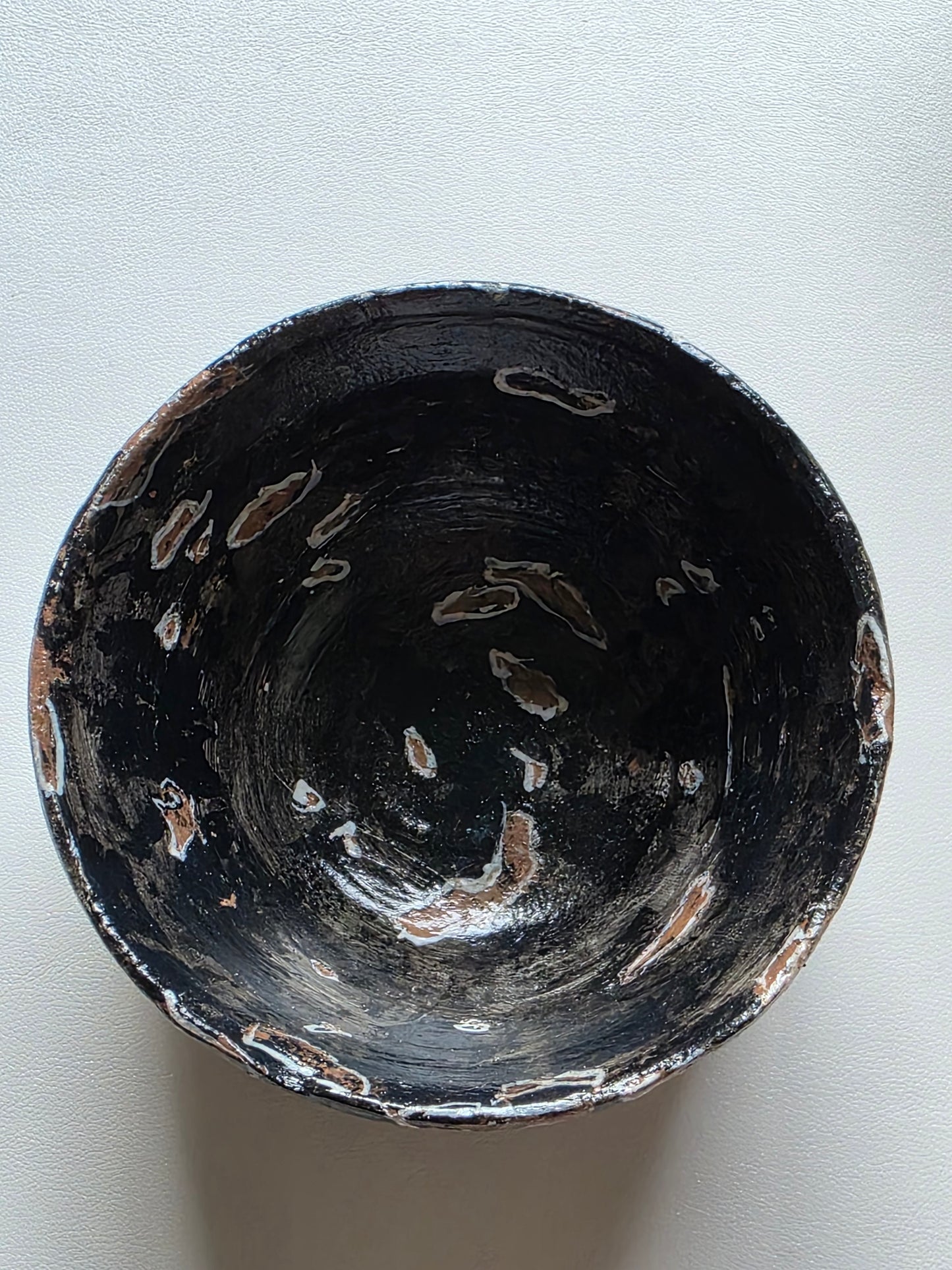 Handmade Air Dry Clay Candle Holder - Rustic Black