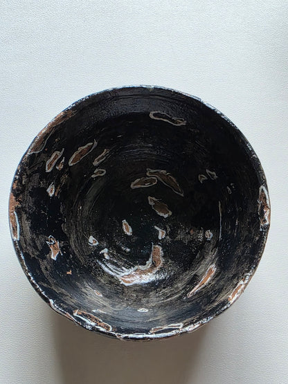 Handmade Air Dry Clay Candle Holder - Rustic Black