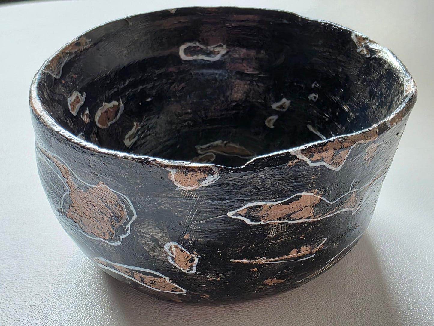 Handmade Air Dry Clay Candle Holder - Rustic Black