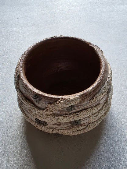 Handmade Air Dry Clay Candle Holder - Terracotta White