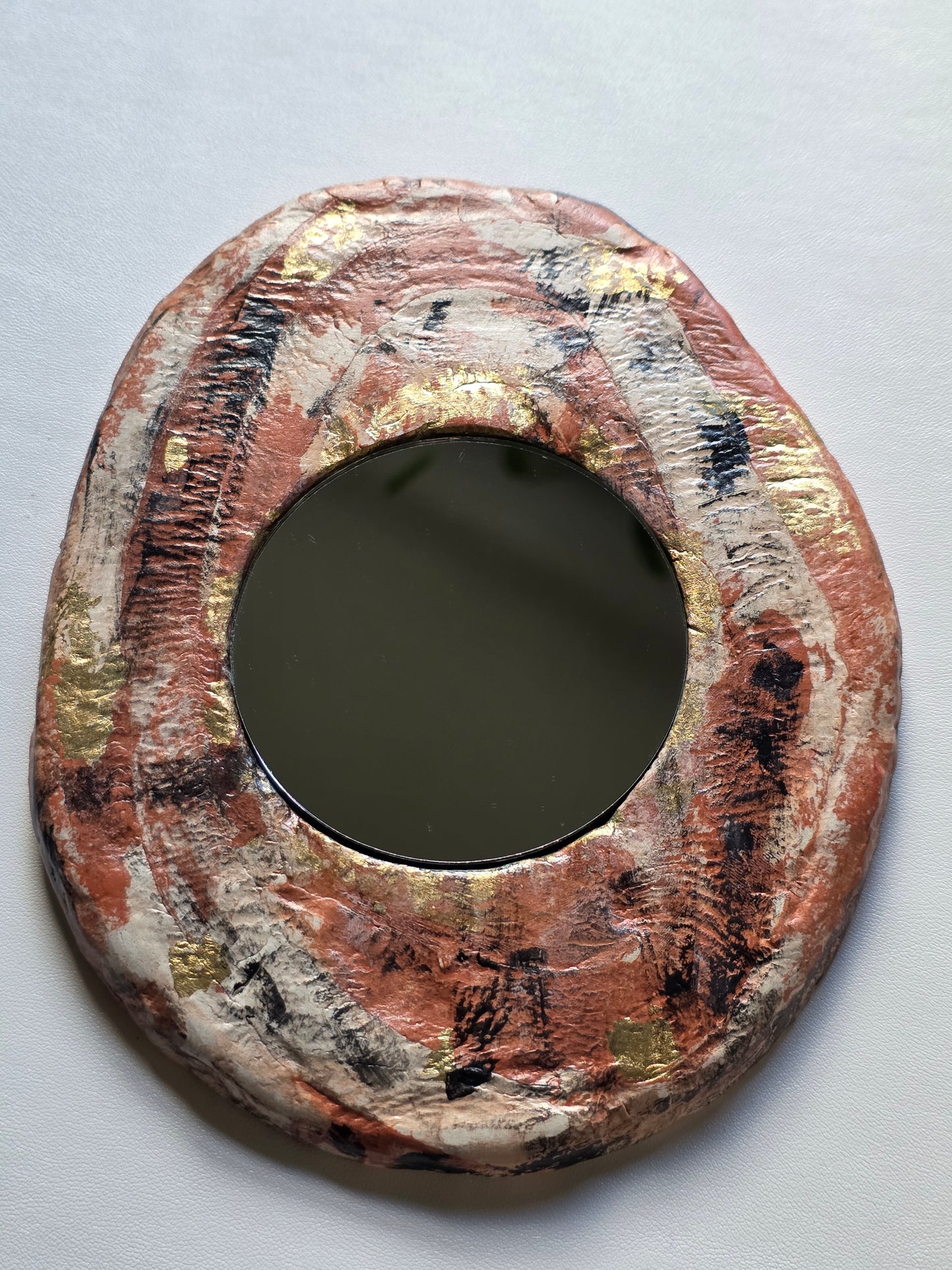 Handmade Air Dry Clay Mirror - Hanging Hook Mount, Mixed Colours