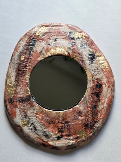 Handmade Air Dry Clay Mirror - Hanging Hook Mount, Mixed Colours