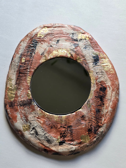 Handmade Air Dry Clay Mirror - Hanging Hook Mount, Mixed Colours