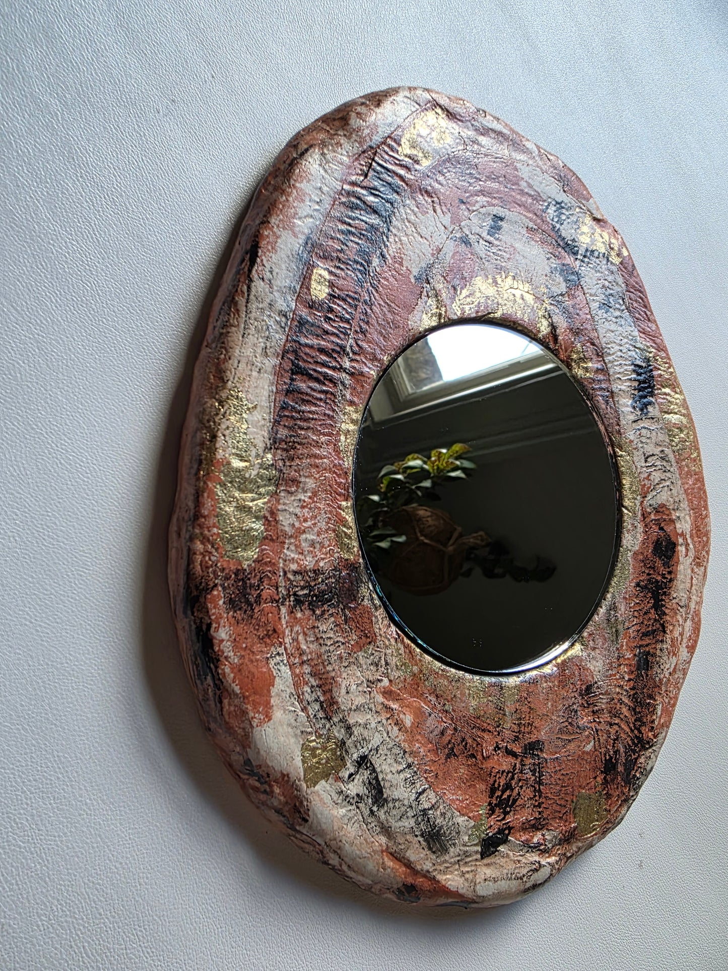 Handmade Air Dry Clay Mirror - Hanging Hook Mount, Mixed Colours