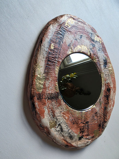 Handmade Air Dry Clay Mirror - Hanging Hook Mount, Mixed Colours