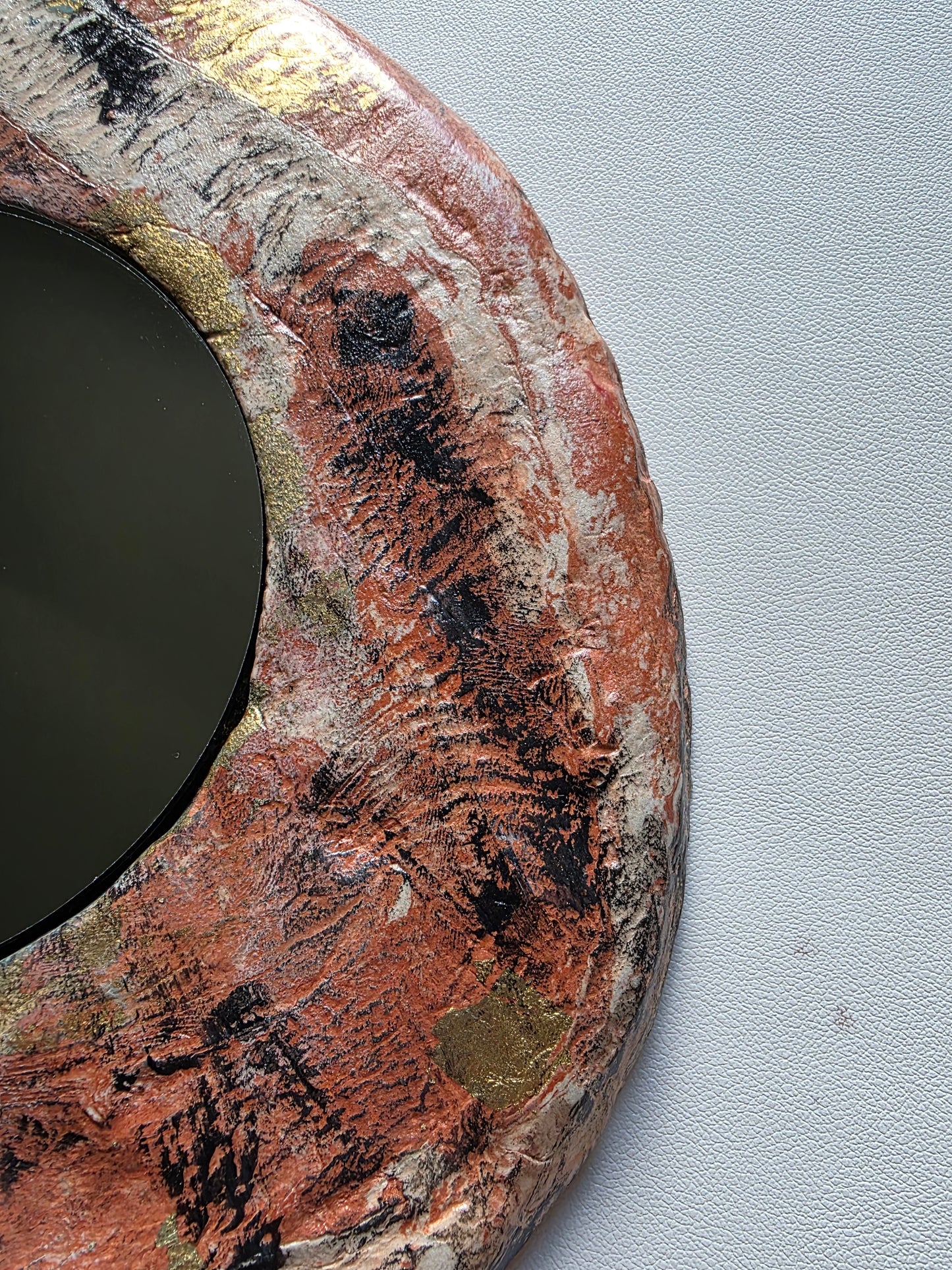 Handmade Air Dry Clay Mirror - Hanging Hook Mount, Mixed Colours