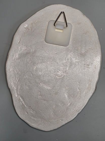 Handmade Air Dry Clay Mirror - Hanging Hook Mount, White Stone Terracotta