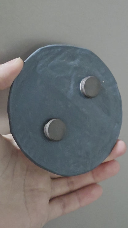 Handmade Air Dry Clay Mirror - Magnetic Mount, Blue Gold